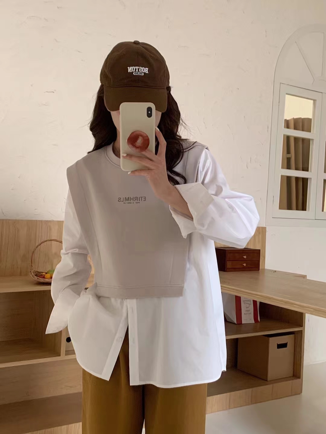 春款洋气显拼接时尚卫衣长袖假两件韩版宽松百搭休闲设计感显瘦