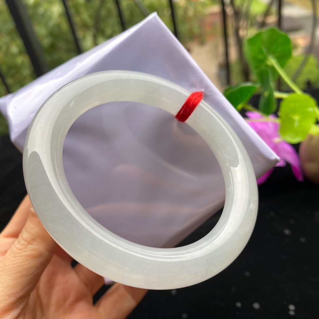 已售冰种白月光A货证书天然缅甸翡翠手镯圆条编号7177尺寸53