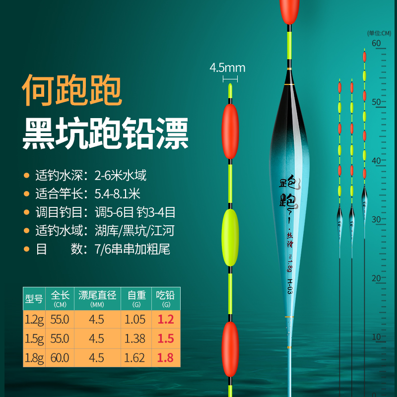 何跑跑青鱼无铅浮漂（不能自立）手工跑铅漂方便远投加粗加长荧光
