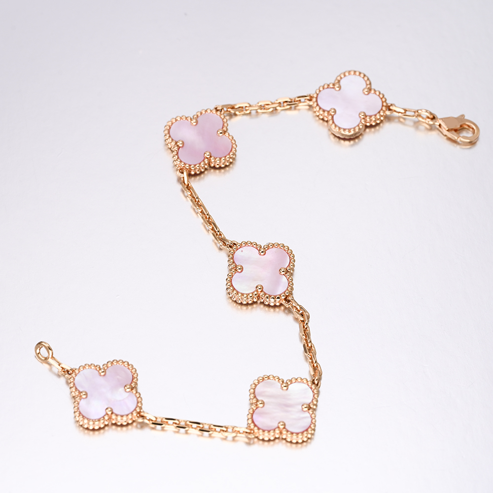 铜合金手链 粉贝五花手链真金电镀【V金系列】-2288