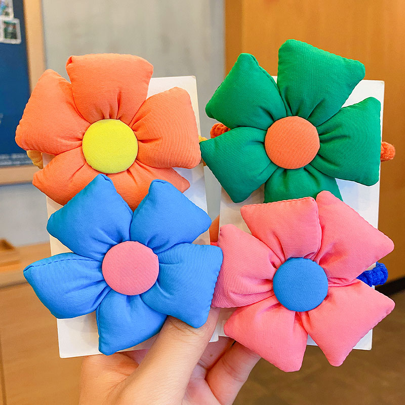 非金属布艺发饰 女童发饰小女孩布艺花朵皮筋可爱发圈扎头发发绳