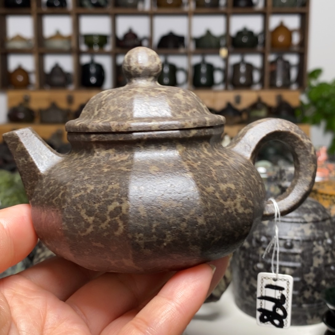 天*冰碛岩高品豹纹十二方容天壶220cc