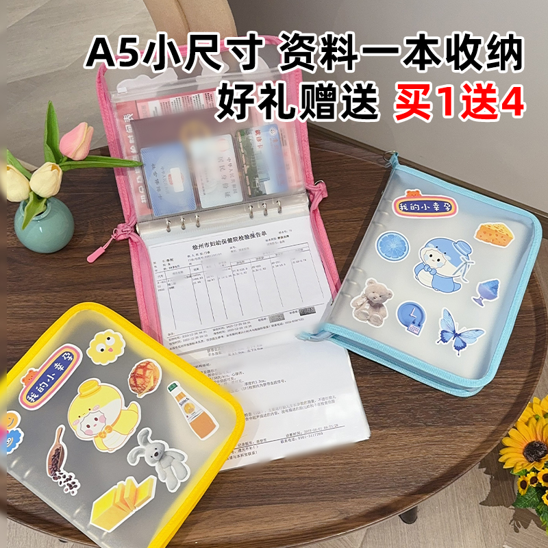 孕妈孕检便携高颜值收纳手提包 文件资料建档报告B超单产检本收纳