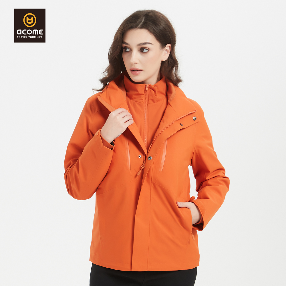 阿珂姆冲锋衣两件套防风防雨户外徒步登山服夹棉内胆秋冬保暖外套