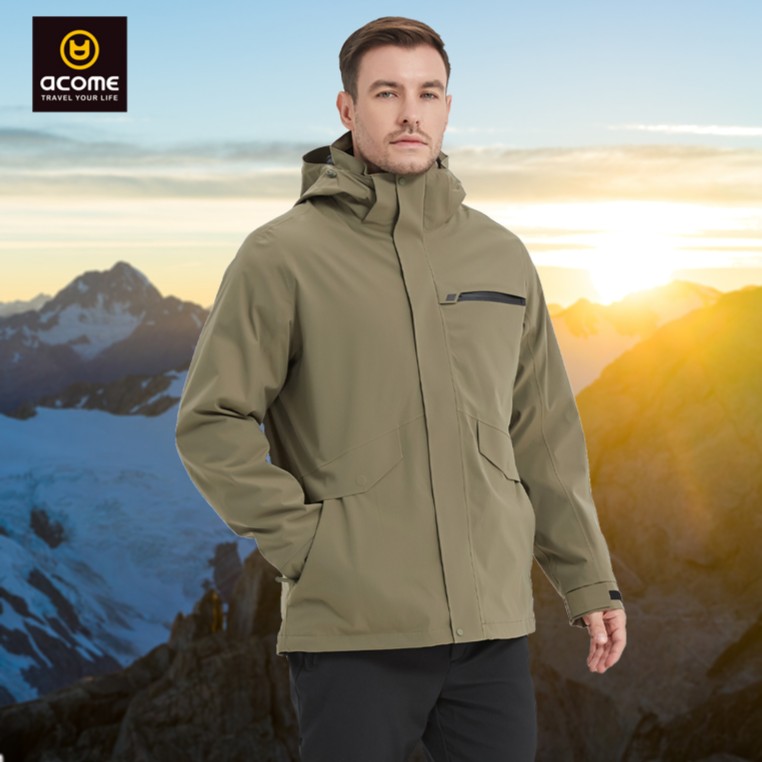 acome阿珂姆冲锋衣男士登山三合一抓绒装备防雨加厚御寒外套