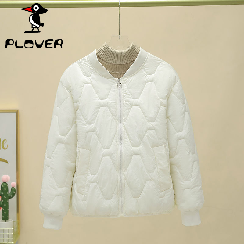 琢木鳥冬季新款棉衣女士宽松休闲保暖韩版羽绒轻薄百搭圆领棒球服