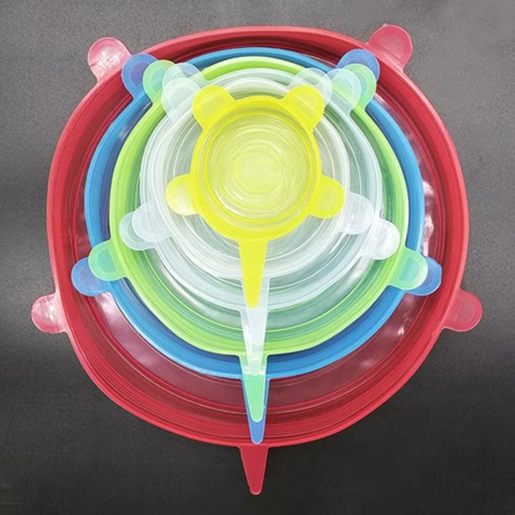 硅胶6件套彩色保鲜盖可拉伸水果蔬菜多功能保鲜膜保鲜碗盖六件套