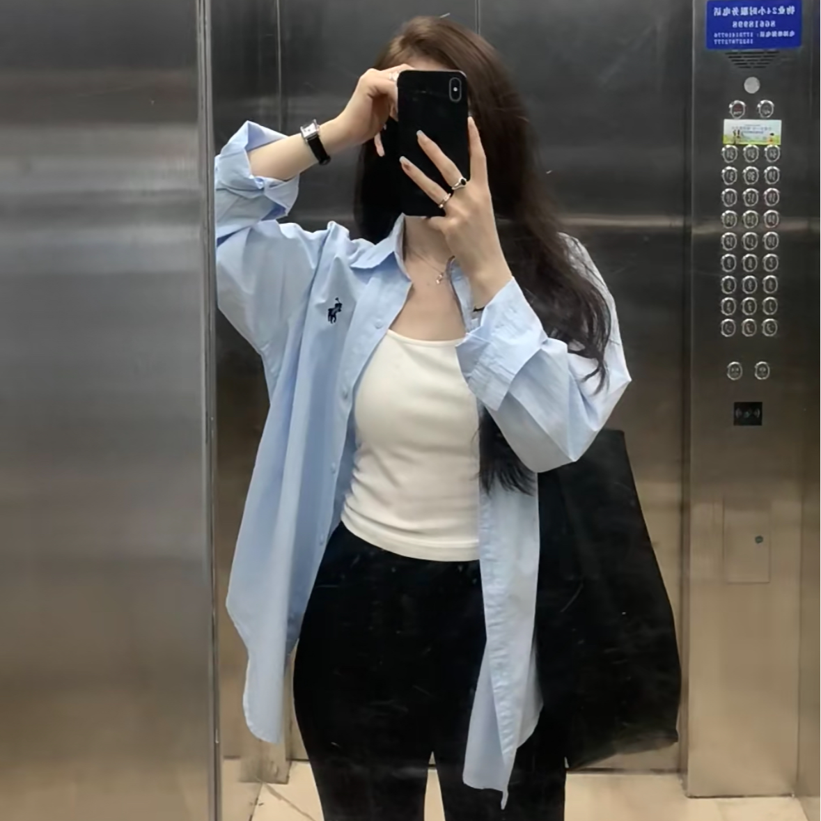【杭州意法好货】衬衫女春秋新款设计感小众翻领宽松长袖小刺绣上衣