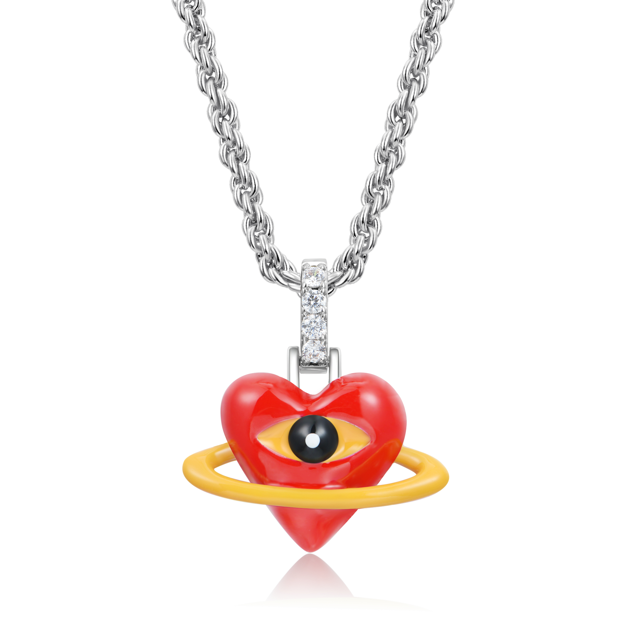 APORRO 铜合金锆石吊坠 HOLD LUV联名款大眼爱心情侣同款女友送礼