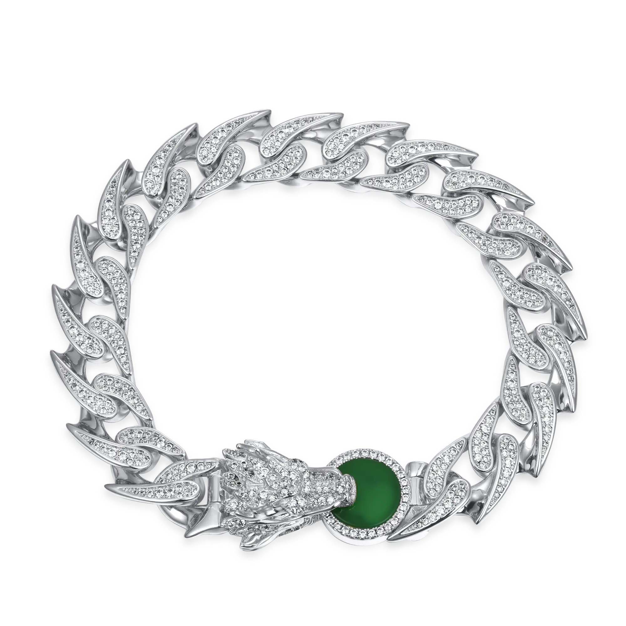 APORRO 铜合金手链 龙2系列龙脊手工满镶古巴 潮流百搭情侣款送礼