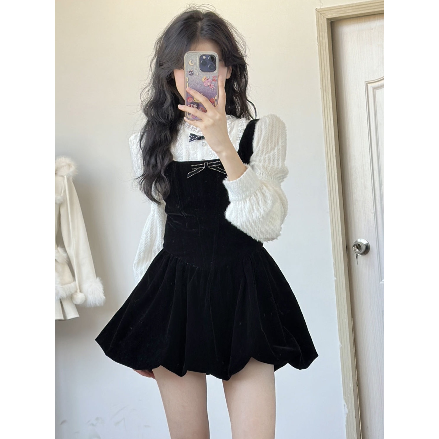 法香马吉拉/miu系套装新款法式衬衫气质秋冬吊带连衣裙