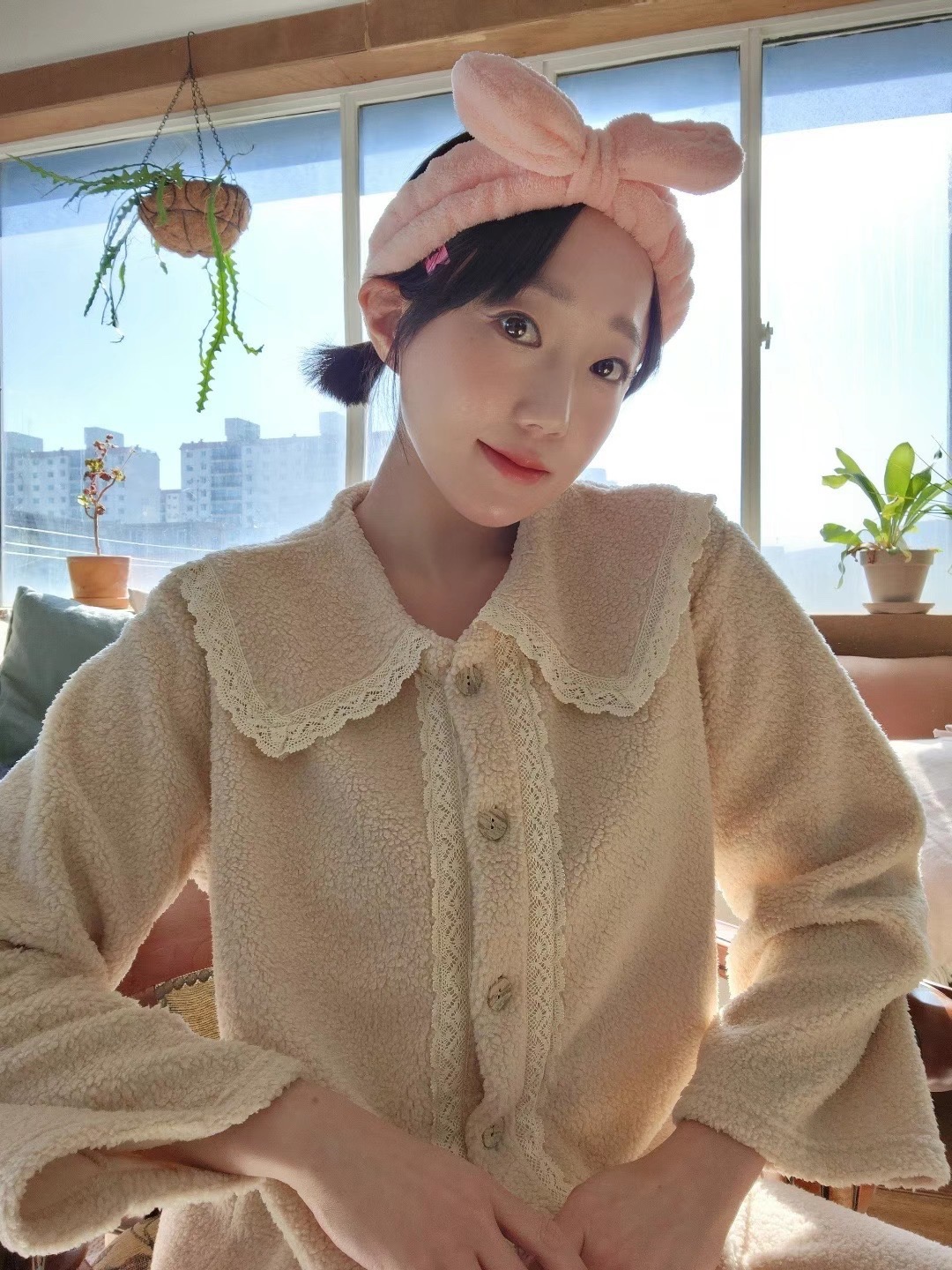 韩系ins  冬季羊羔绒 柔软保暖家居服长袖长裤