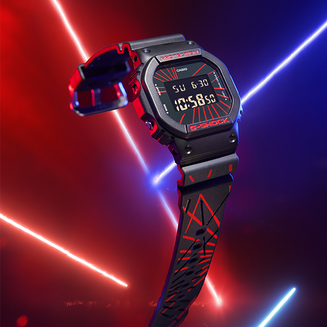卡西欧手表【射线派对】G-SHOCK防水运动腕表男士黑红DW-5600KUA22