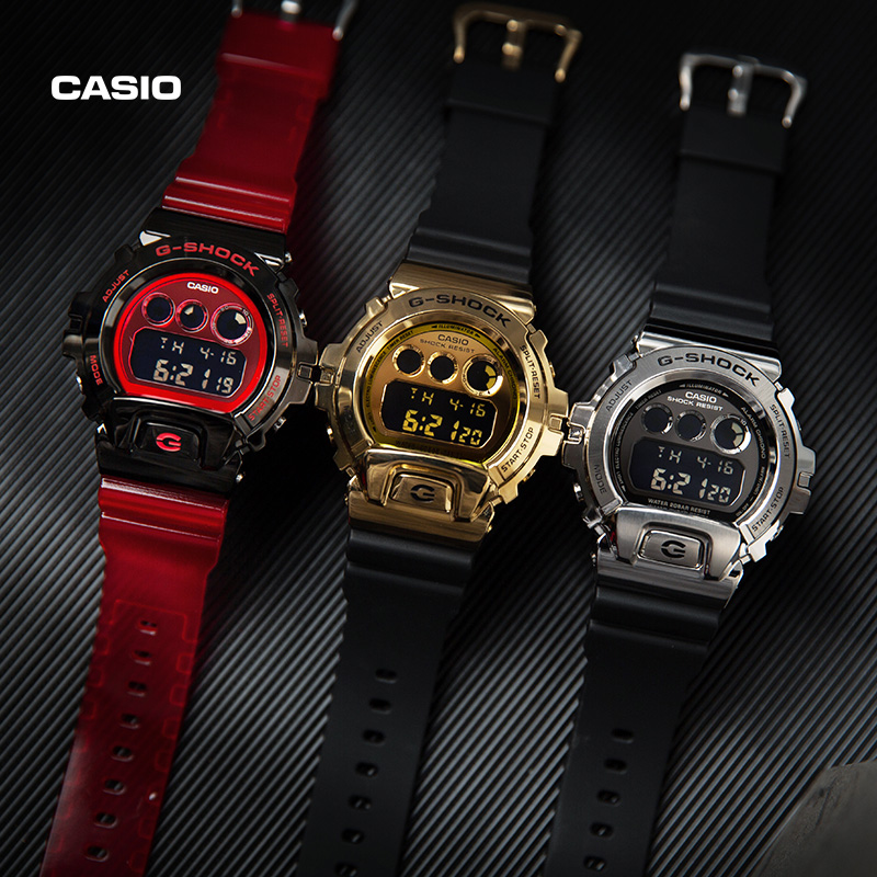CASIO/卡西欧潮流金属质感多功能黑金经典男士腕表GM-6900