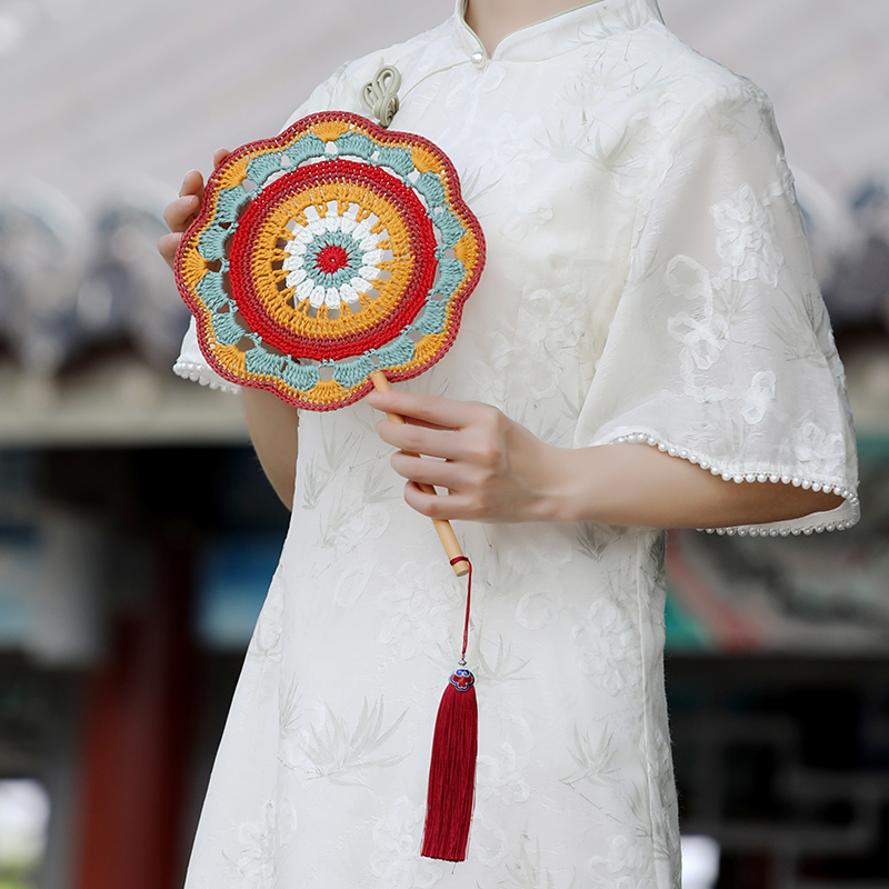 【非成品】雪妃尔棉草线团扇材料包送朋友拍照非常出片