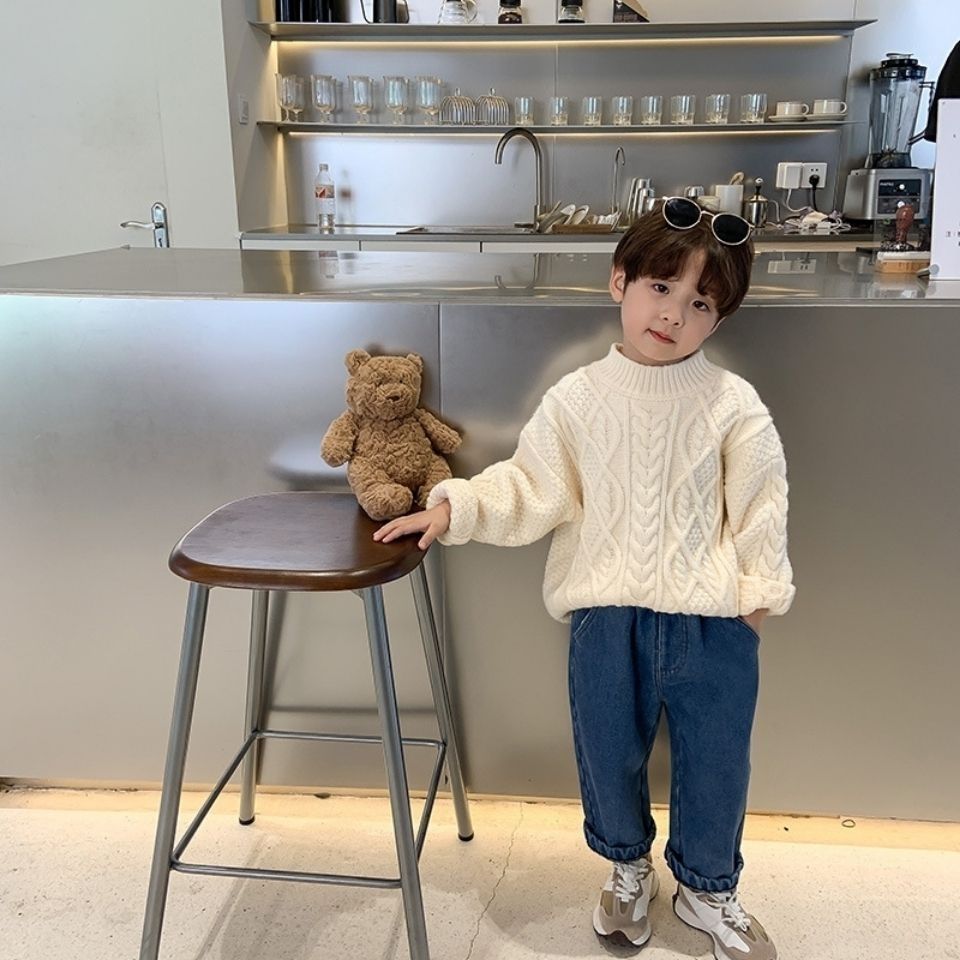 超好搭!男童毛衣经典麻花套头中小童针织衫春秋新款打底毛线儿童