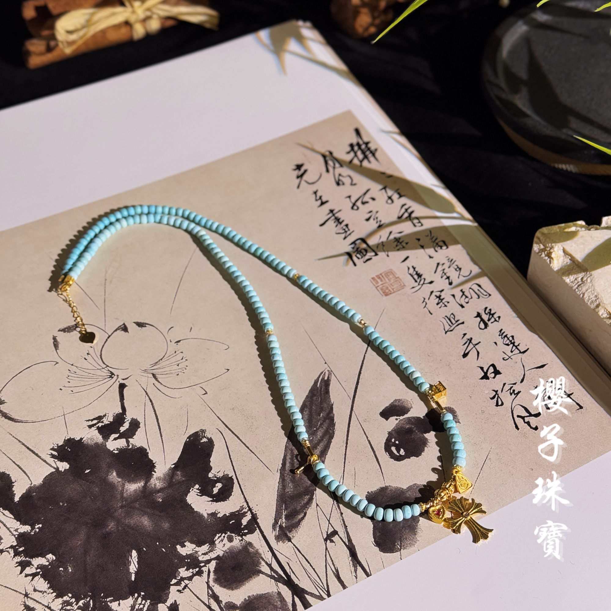 樱子 | 浅然 绿松石老型小米珠18K金时尚精致项链*YZLX1618