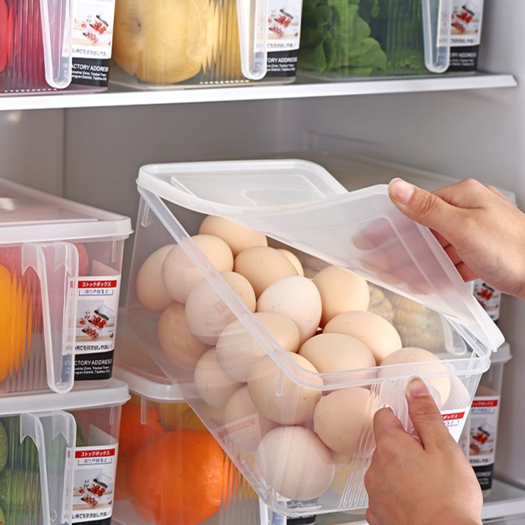 【4个特大号】冰箱收纳盒手柄保鲜盒厨房蔬菜水果整理盒鸡蛋收纳盒