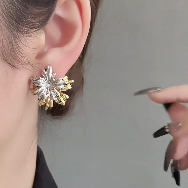 铜合金耳饰 网红拼色烟花耳环小众设计高级感耳钉2024新款爆款女