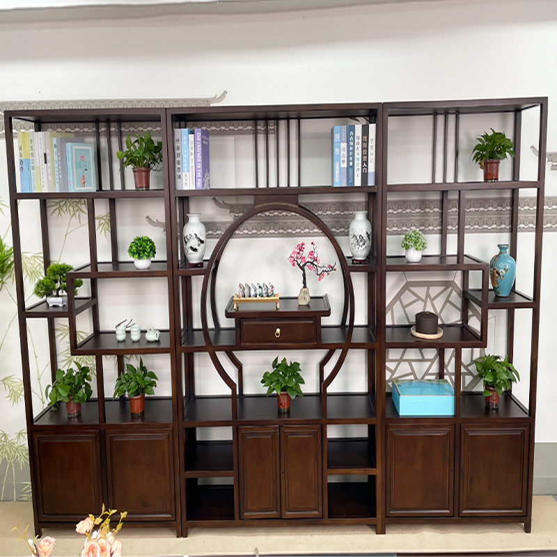 吉祥如意新中式乌金木博古架组合