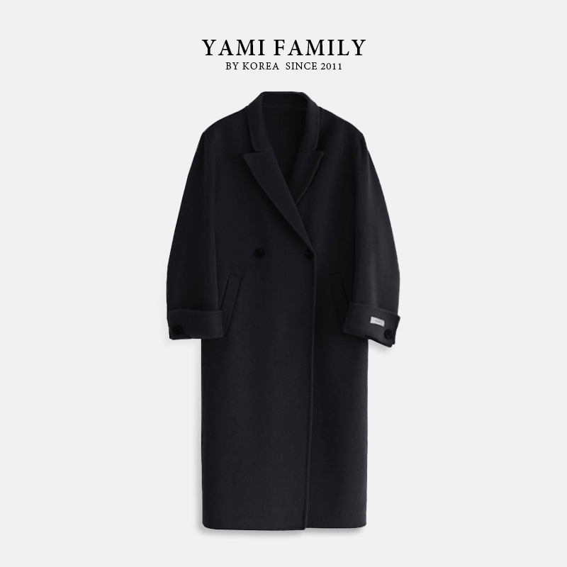 YM 817【弯弯袖】中长款秋冬轻奢设计师时尚宽松双面羊毛大衣