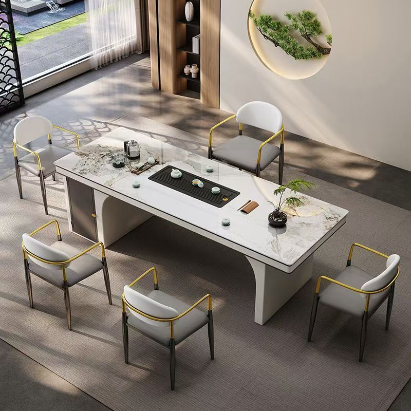 岩板茶桌椅组合高端奢石茶台办公室家用阳台现代轻奢超晶石泡茶桌