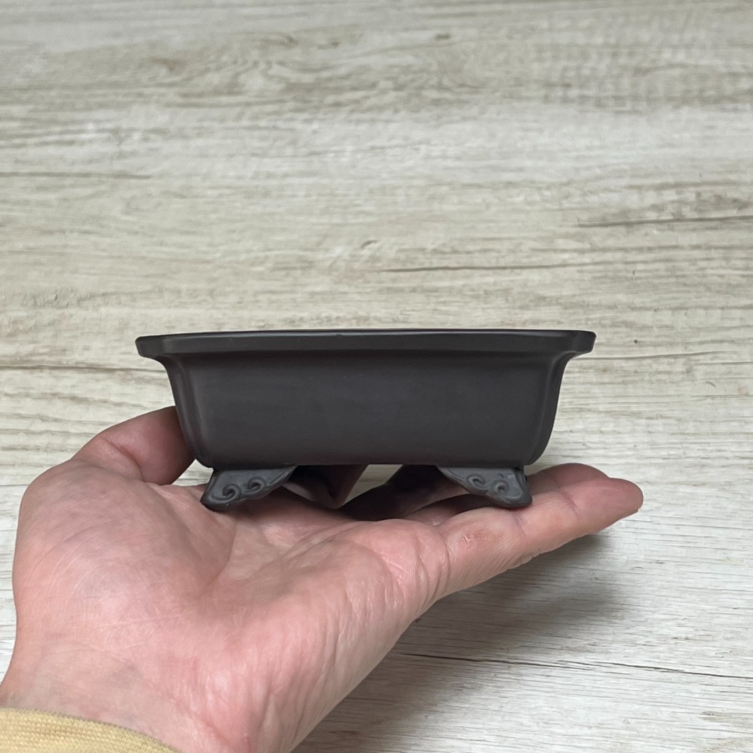 NO.8 中和造印 黑泥长方云足 花盆（11.5×9.5×4.5cm）
