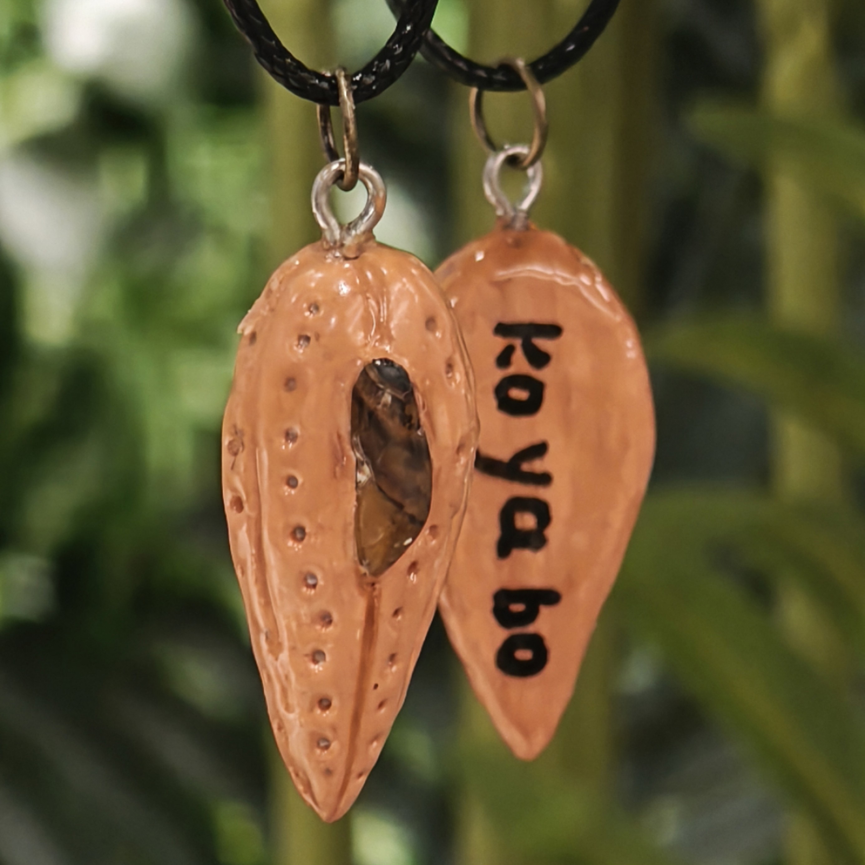 非金属皮质项链 花儿原创手工晶石粘土烤制桃核项链