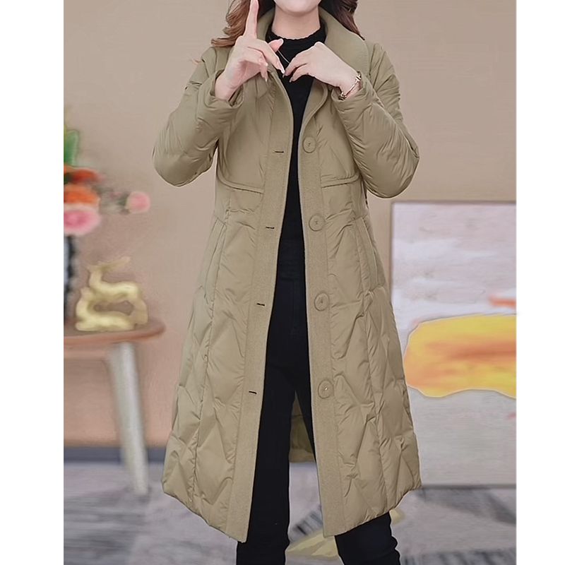 轻薄棉服冬季女中长款大码宽松中年妈妈时髦显瘦加厚保暖大衣