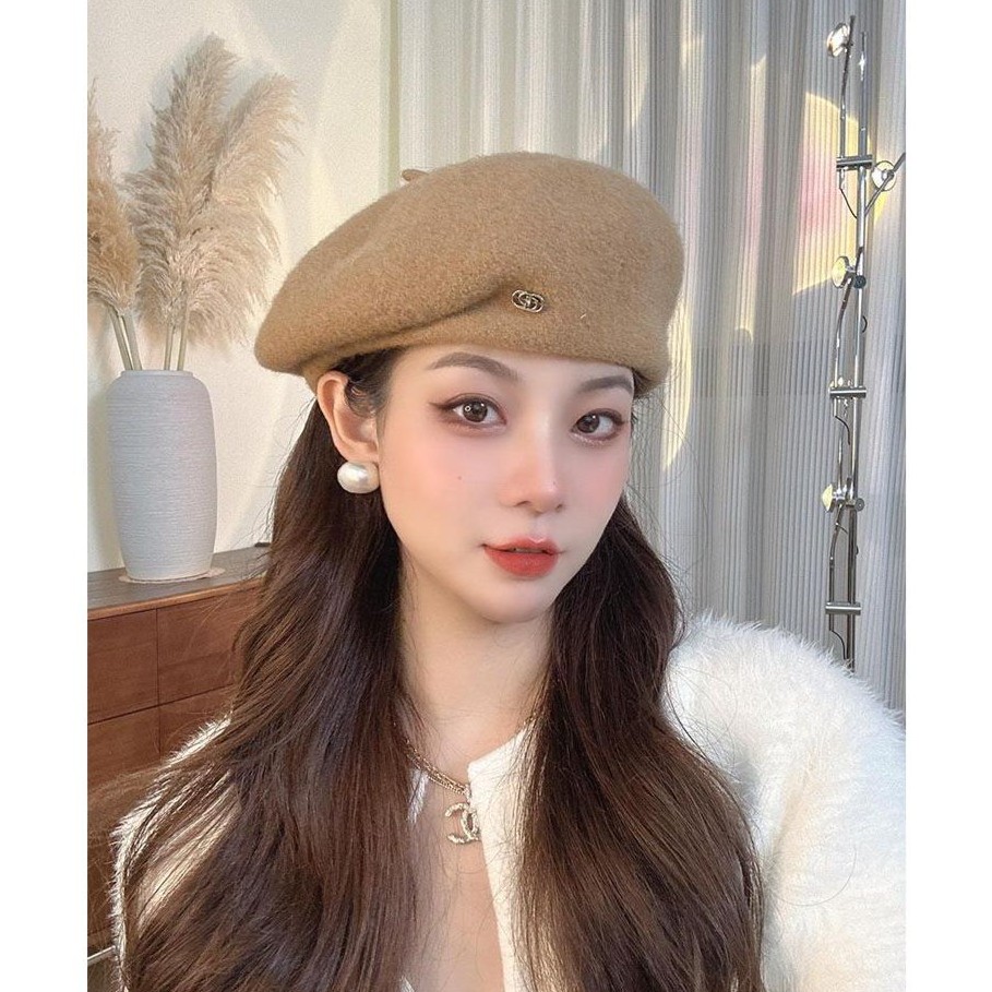 网红时尚法式复古画家毛轻奢气质名媛百搭显脸小立体定型贝雷帽潮