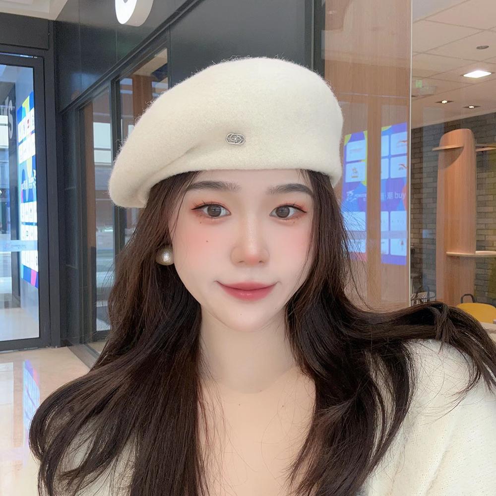 帽子女秋冬新款韩版洋气时尚羊毛贝雷帽百搭优雅蓓蕾帽画家帽网红