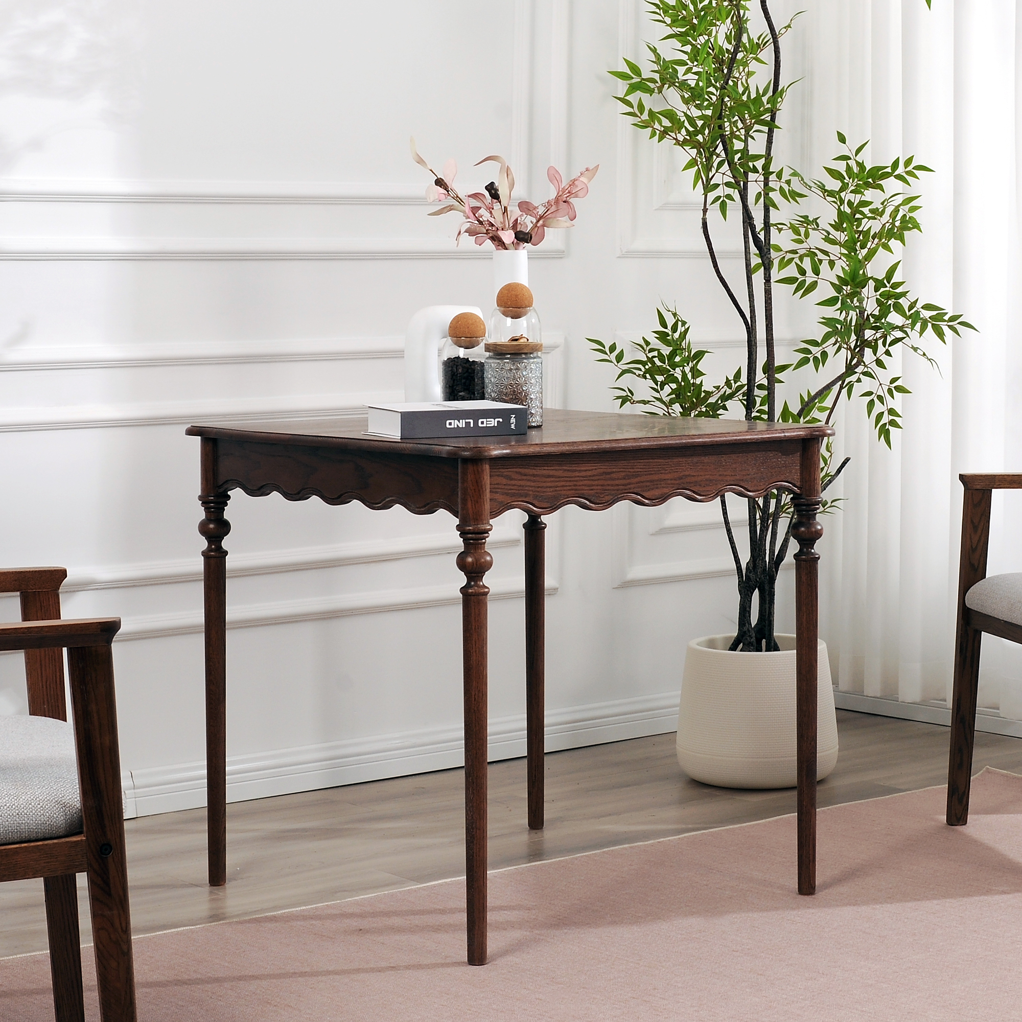 凯伦煜龙F22红橡木方餐桌法式美式餐桌