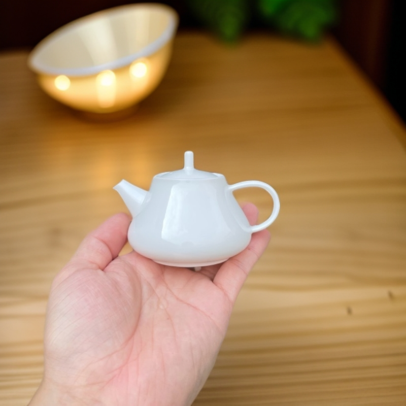 潮州高骨瓷茶壶石瓢壶容量180毫升大容量透亮泡茶壶陶瓷简约创意