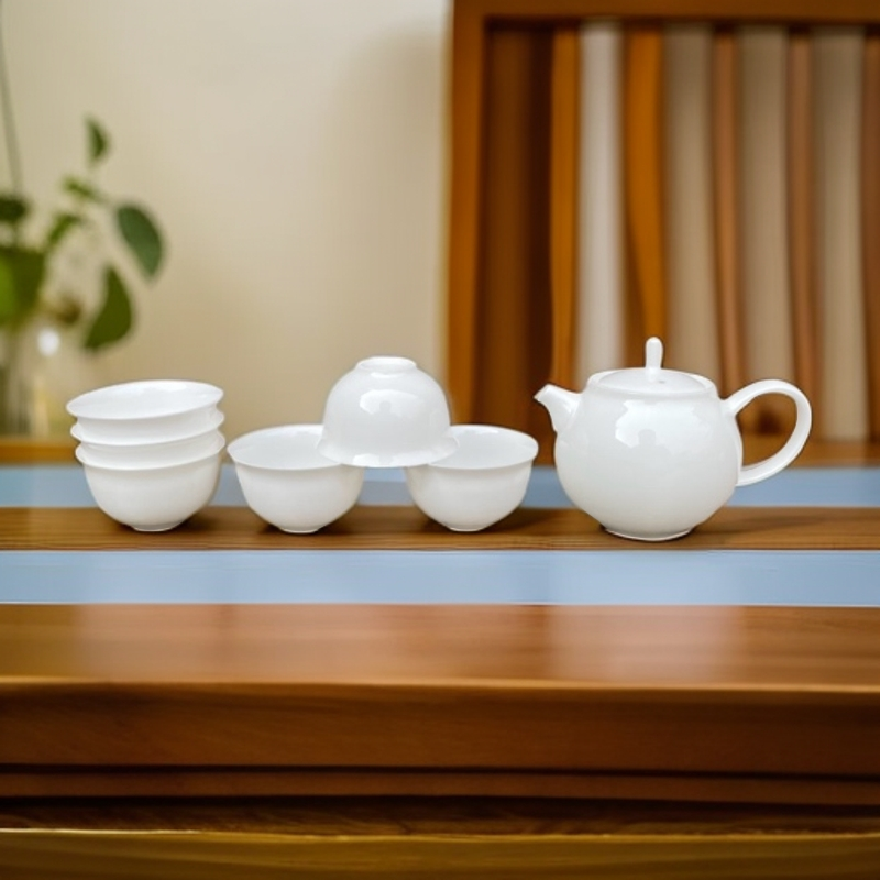 潮州骨质瓷灯笼壶110毫升加6个30毫升玉兰杯小号工夫茶套装