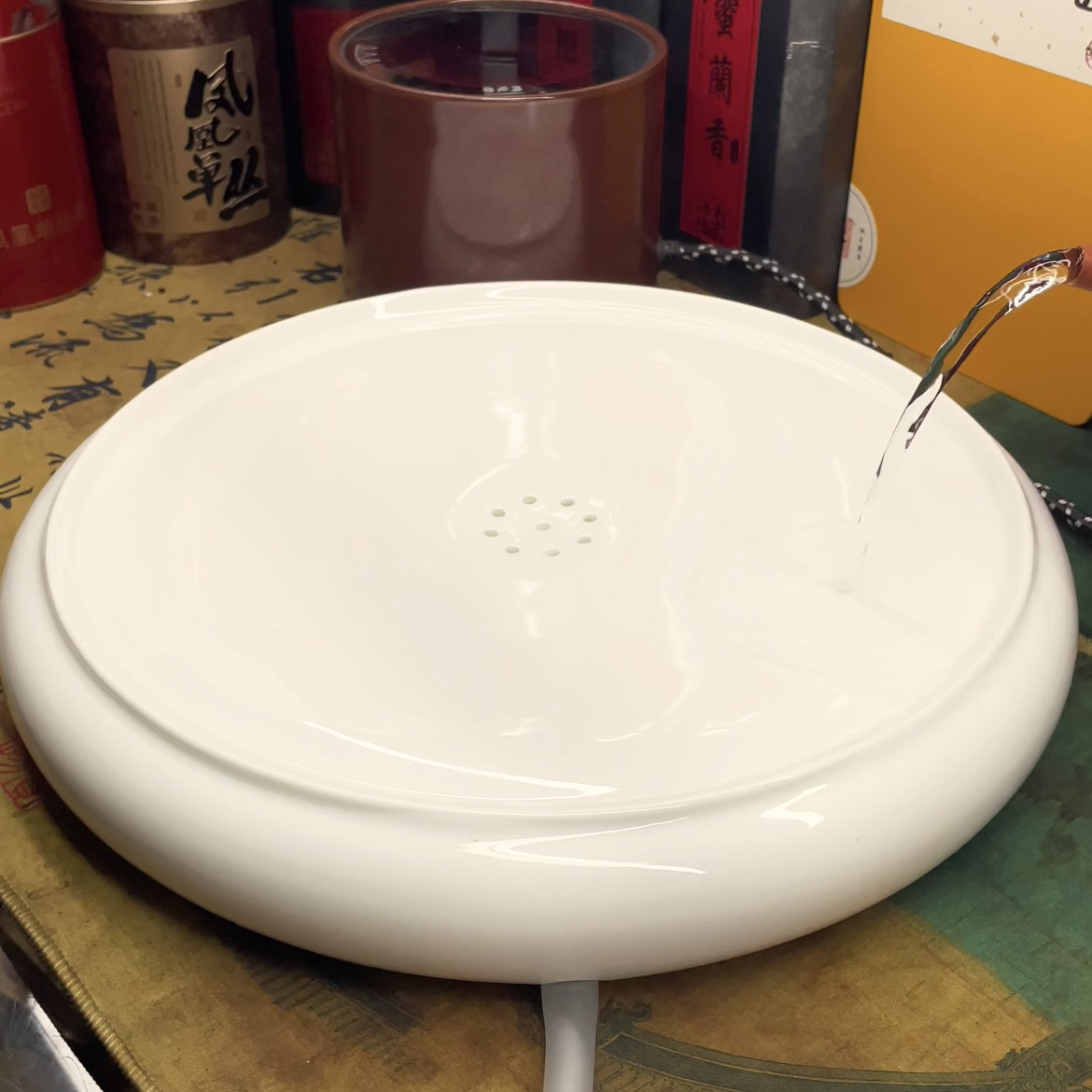 视频同款茶盘骨瓷茶盘13寸接排水管直经32厘米高档纯白茶船