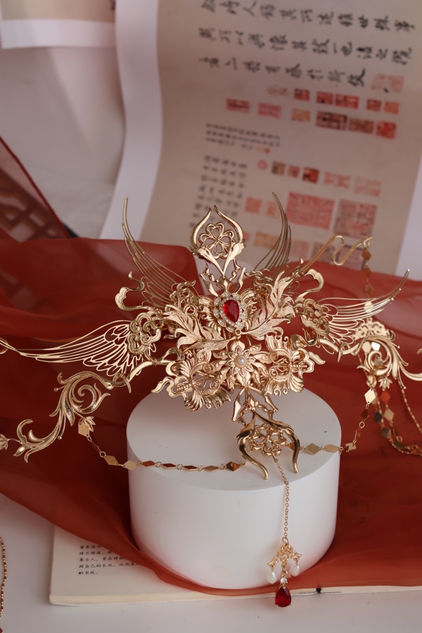原创（椒花颂）锆石发冠重工流苏发饰
