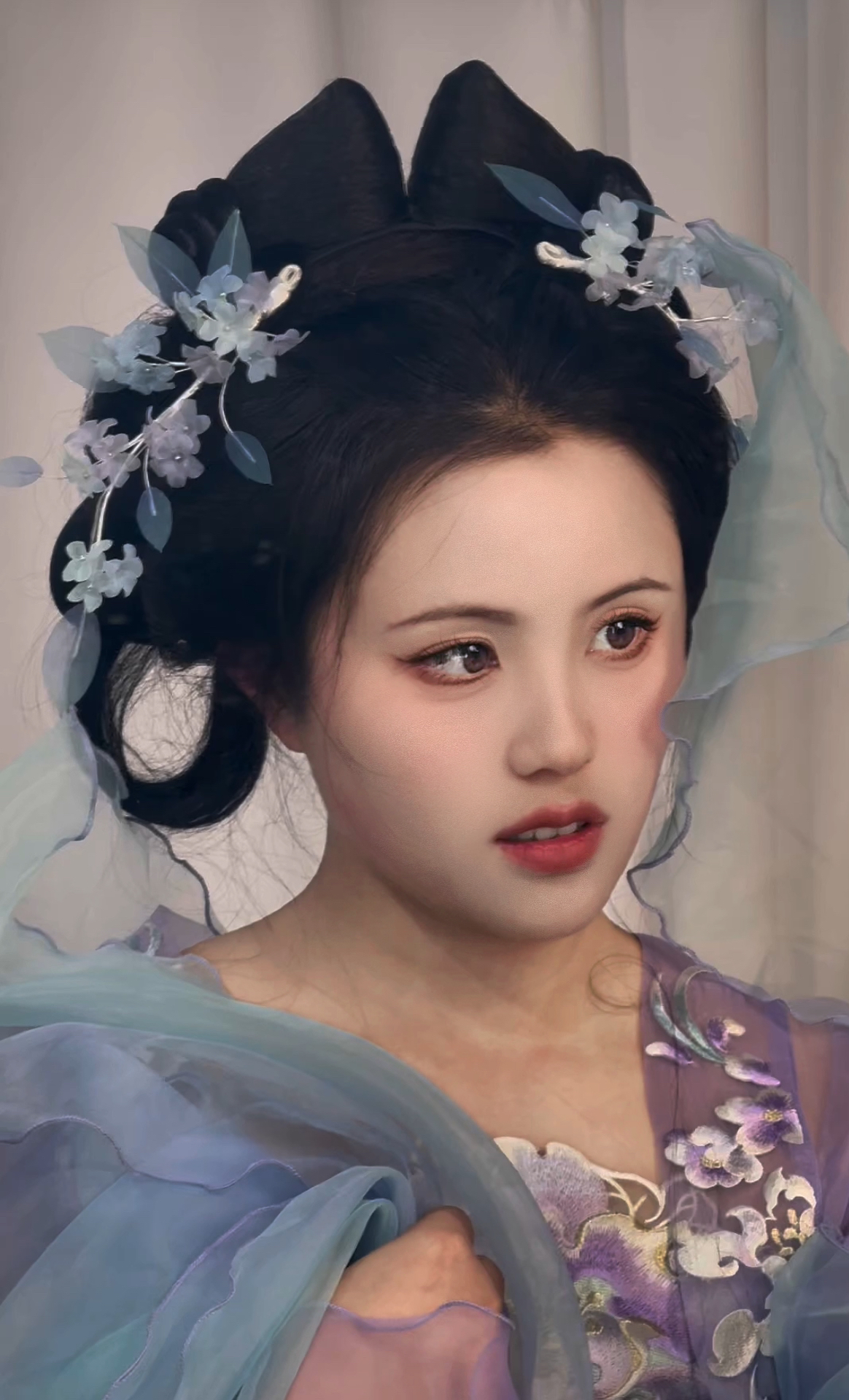 原创（惊月别枝）绢纱烫花印花发饰仙气古风配饰汉服发饰