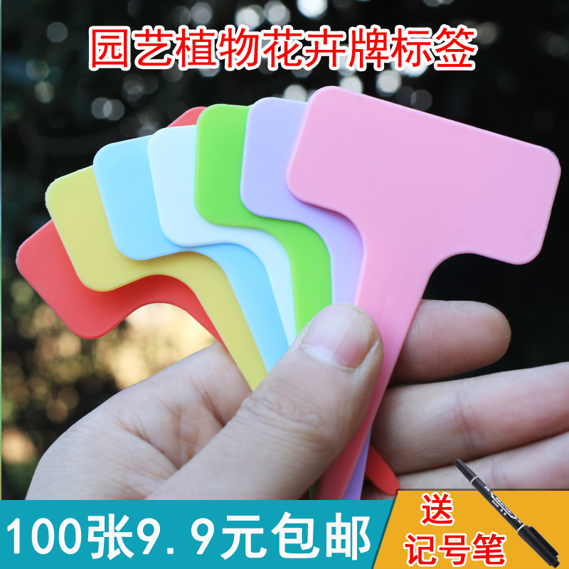 加厚塑料T型标签花卉牌园艺盆栽小标签插牌多肉记号牌一字标签