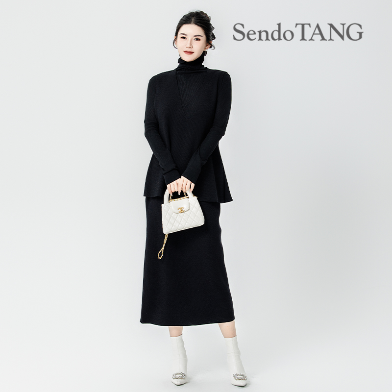 【黑白键】胖多女装时尚设计气质宽松显瘦上衣打底衫裙子针织