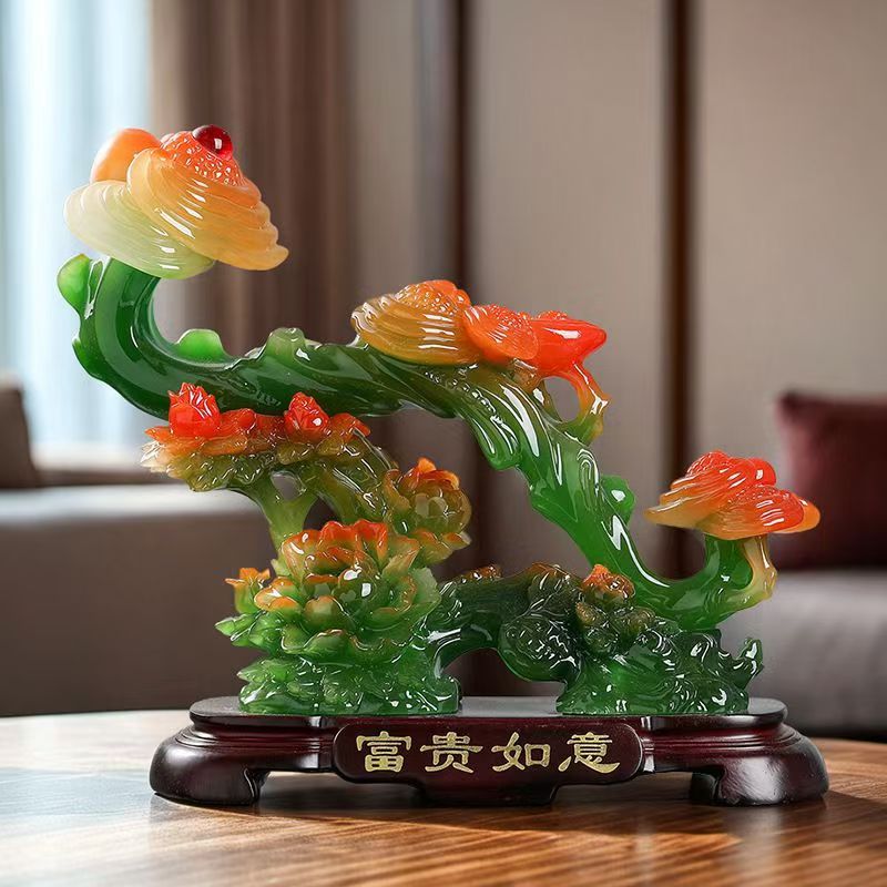 富贵如意摆件家用富贵玉如意摆件酒柜玄关高级感大件摆件乔迁礼物
