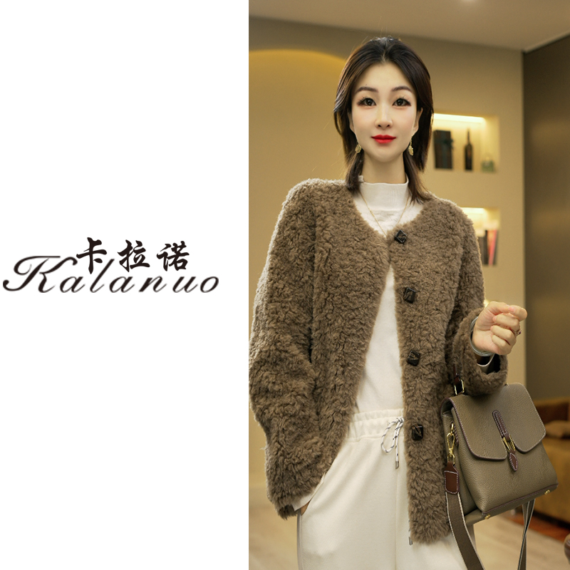 【卡拉诺】2024新款韩版显瘦全羊毛短款外套1618