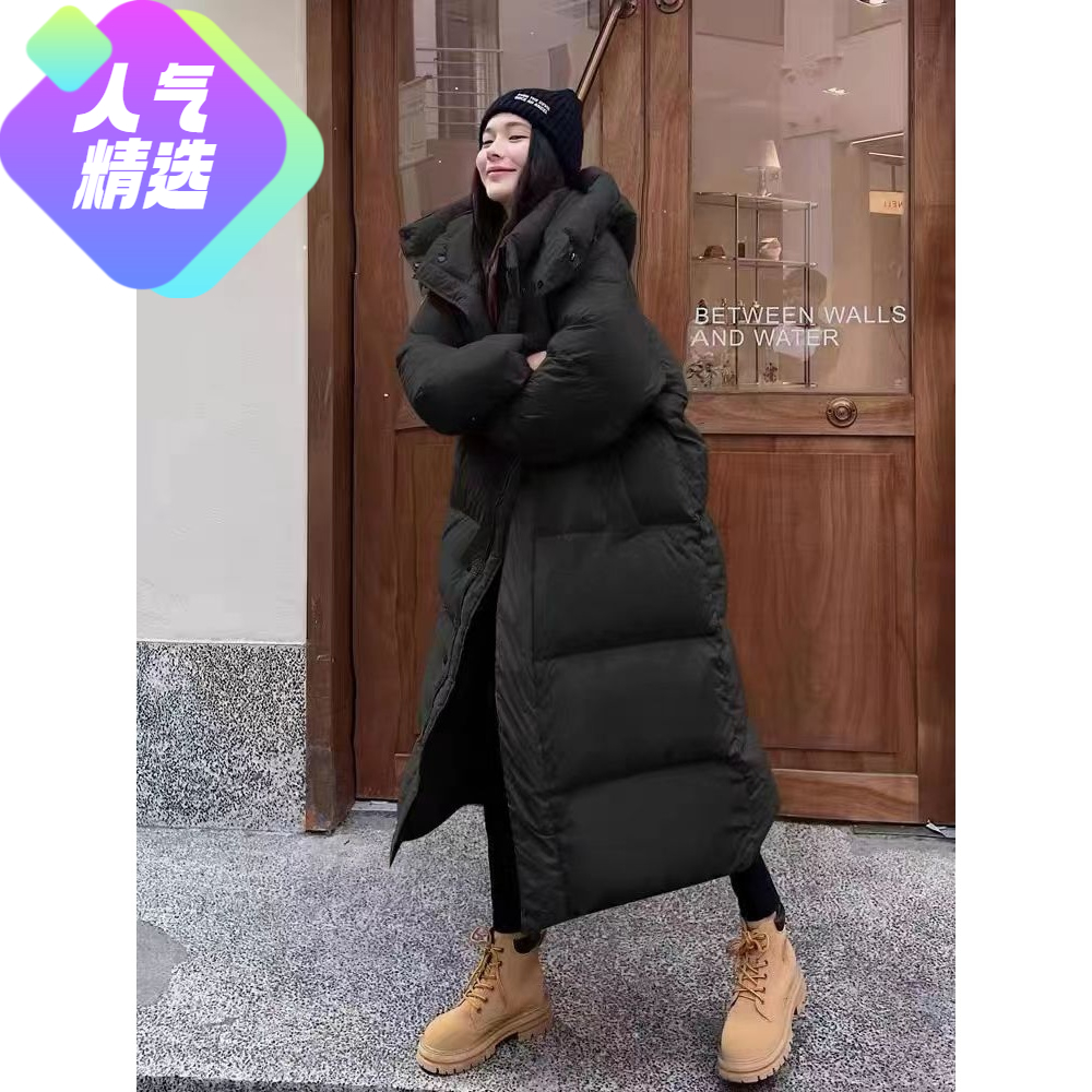 热销【热销】长款女羽绒棉服2023冬新款韩国东大门加厚连帽面包服宽