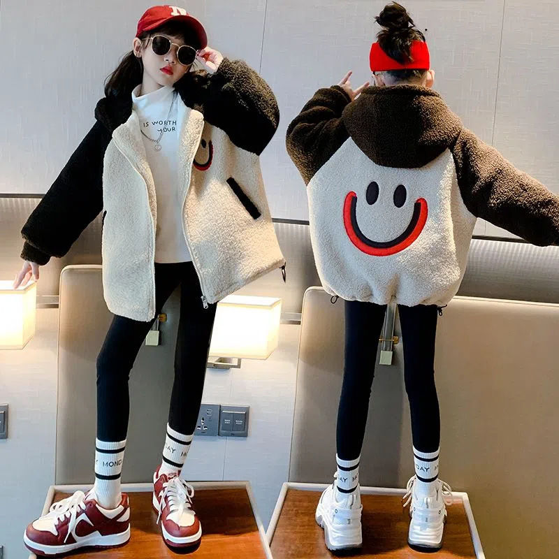 【双12活动】女童羊羔毛2023新款外套秋冬装洋气大童加棉加厚儿童