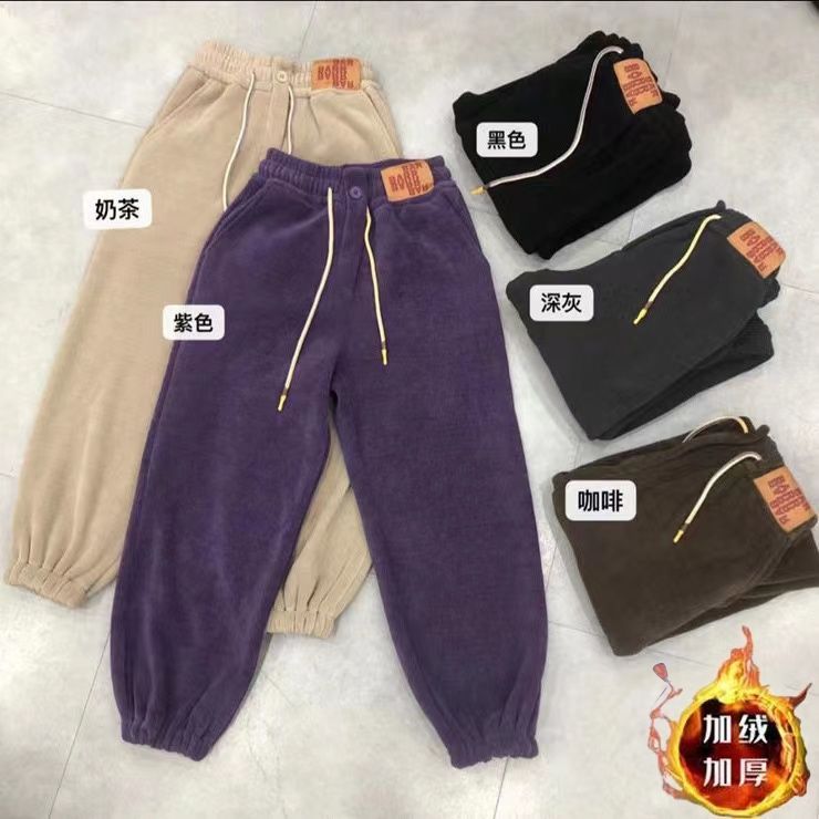【双12活动】女童加绒加厚休闲裤中大童秋冬保暖宽松运动一体羊羔