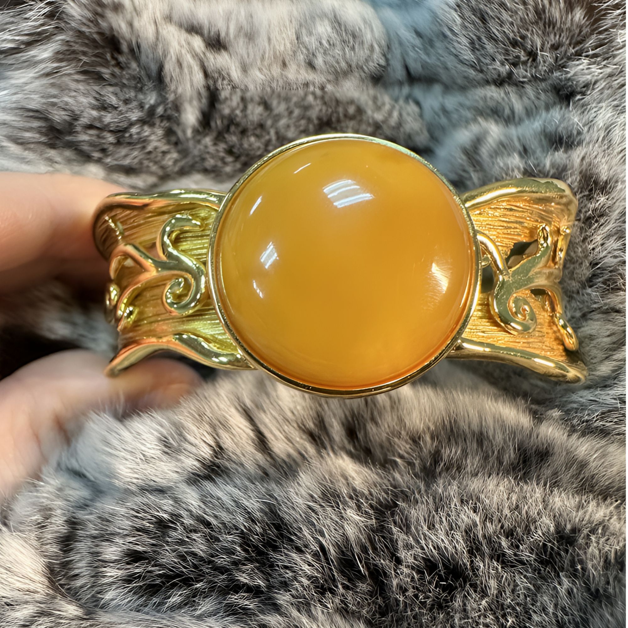 925银莫桑石手镯 意大利手工雕刻复古气质中古镶嵌精美手镯