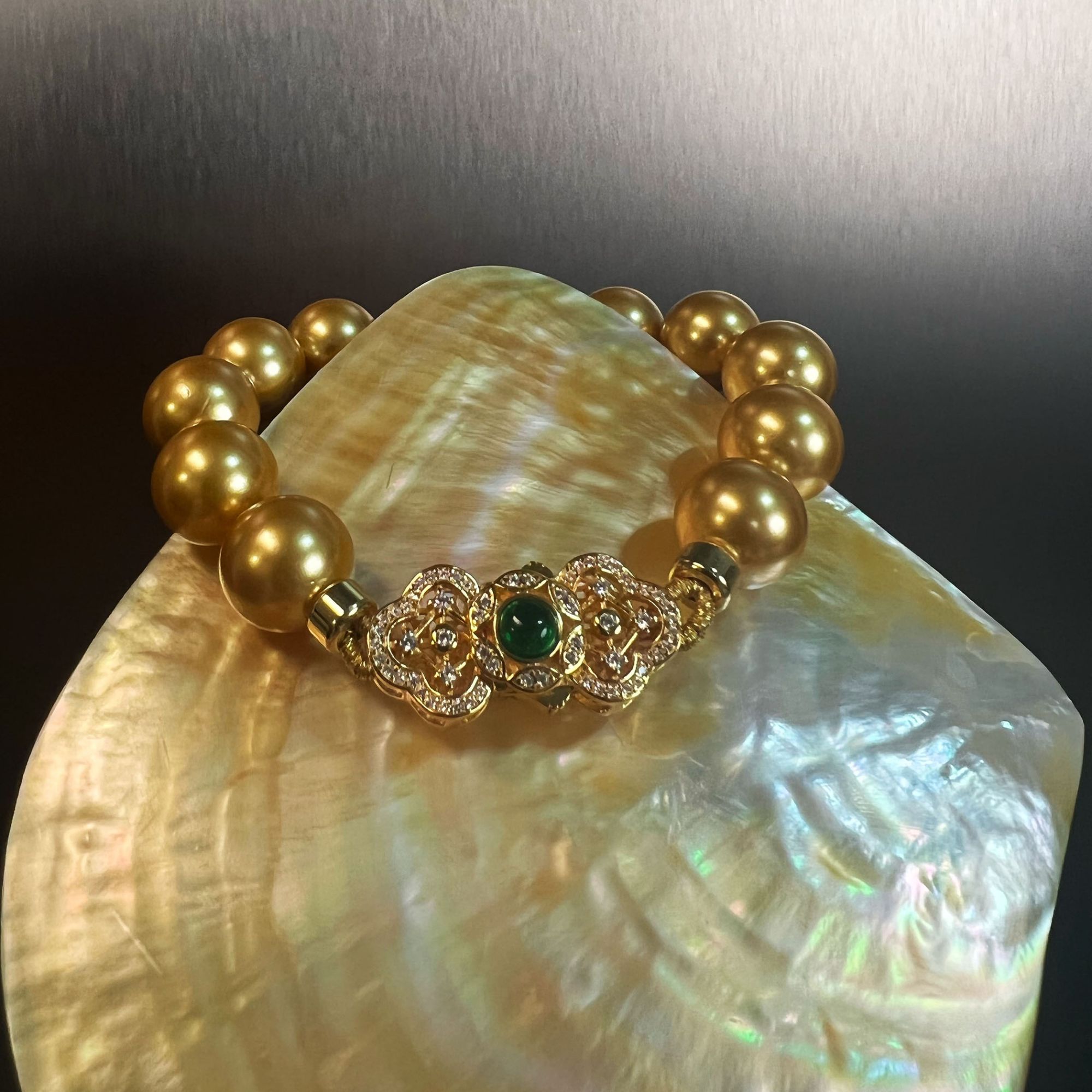 合金手链 古法工艺手工轻奢气质复古镶嵌如意扣手链