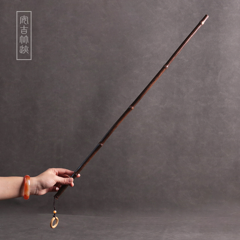 梅鹿竹戒尺藤条手把玩件家用竹条实心竹劝学教师棍指读棒紫竹教鞭