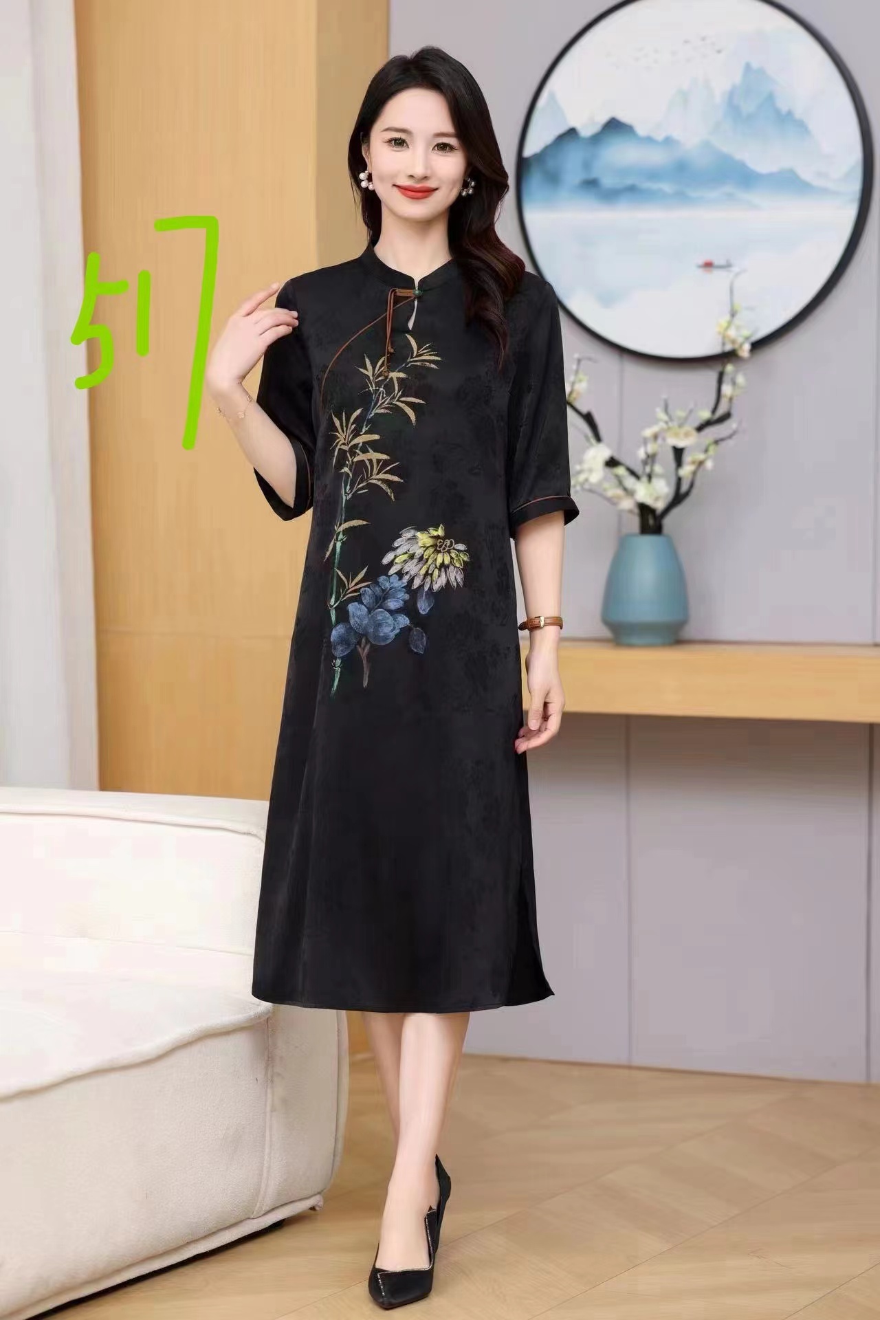 2024年贵夫人气质定位花旗袍连衣裙517