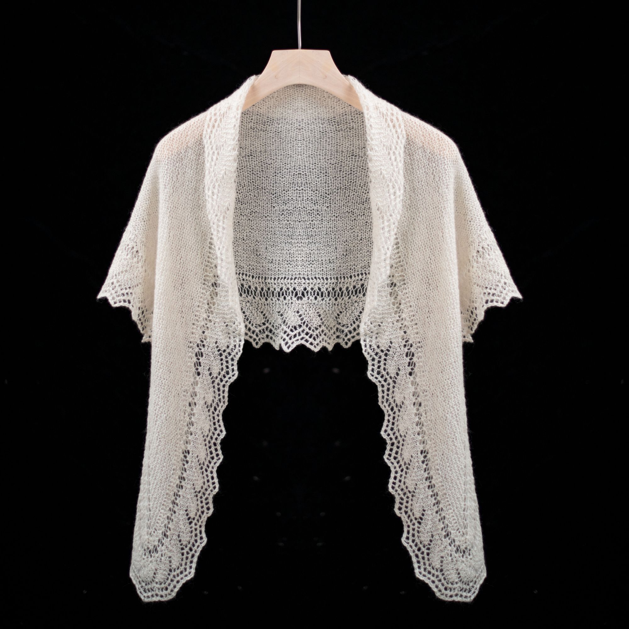 小惊喜牦牛绒蕾丝披肩材料包非成品18支白牦牛绒绒围巾披肩材料包