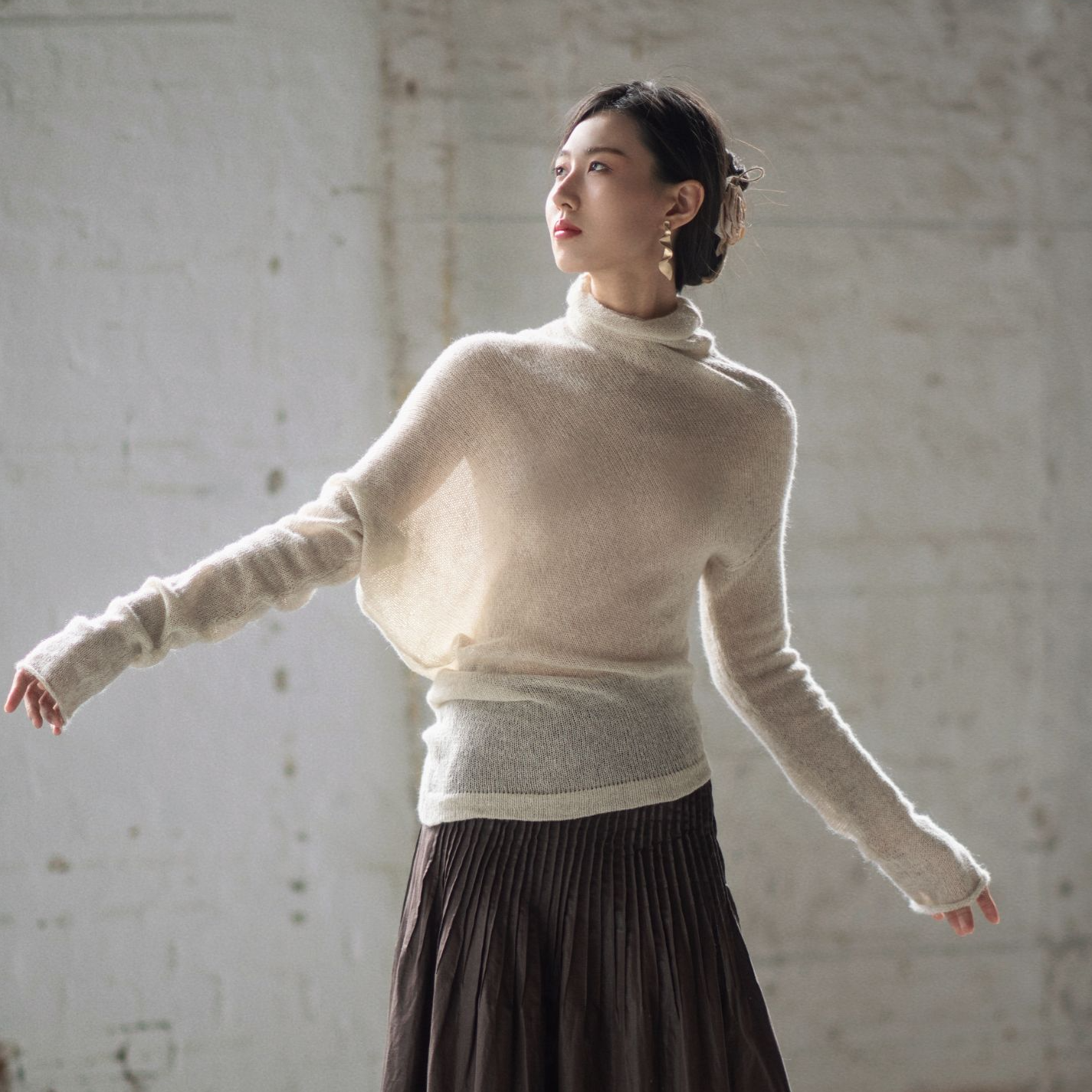 逸致手编材料包疏影针织长袖非成品18支牦牛绒蕾丝线图解视频套装